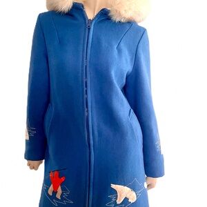 Vintage Wool Parka, Size M, Fur Hood, 100% Pure Virgin Wool